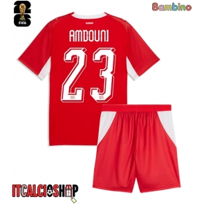 Svizzera Zeki Amdouni #23 Prima Maglia Bambino Mondiali 2026 Manica Corta (+ Pantaloni corti)